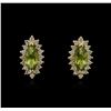 Image 1 : 14KT Yellow Gold 1.40ctw Peridot and Diamond Earrings