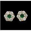 Image 1 : 14KT Yellow Gold 0.30ctw Emerald and Diamond Earrings