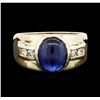 Image 1 : 14KT Yellow Gold 4.50ct Sapphire and Diamond Ring
