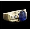 Image 2 : 14KT Yellow Gold 4.50ct Sapphire and Diamond Ring