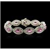 Image 1 : 14KT White Gold 9.87ctw Pink Sapphire and Diamond Bracelet