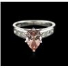 Image 1 : Platinum 1.42ct Morganite and Diamond Ring