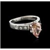 Image 2 : Platinum 1.42ct Morganite and Diamond Ring