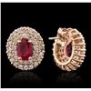 Image 2 : 14KT Rose Gold 2.07ctw Ruby and Diamond Earrings