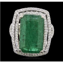 14KT Two-Tone Gold 12.39ct Emerald and Diamond Ring