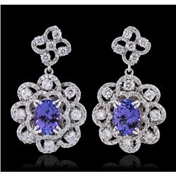 14KT White Gold 3.04ctw Tanzanite and Diamond Earrings