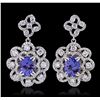Image 1 : 14KT White Gold 3.04ctw Tanzanite and Diamond Earrings