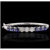 Image 1 : 14KT White Gold 5.76ctw Sapphire and Diamond Bracelet