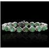 Image 1 : 14KT White Gold 20.90ctw Emerald and Diamond Bracelet