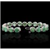 Image 3 : 14KT White Gold 20.90ctw Emerald and Diamond Bracelet