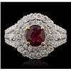 Image 1 : 18KT White Gold 1.43ct Ruby and Diamond Ring