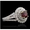 Image 2 : 18KT White Gold 1.43ct Ruby and Diamond Ring