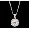 Image 1 : 14KT White Gold 1.08ctw Diamond Pendant With Chain