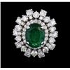 Image 1 : 14KT White Gold 3.08ct Emerald and Diamond Ring