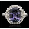 Image 1 : 14KT White Gold 5.38ct Tanzanite and Diamond Ring