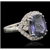 Image 2 : 14KT White Gold 5.38ct Tanzanite and Diamond Ring