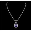 Image 1 : 14-18KT White Gold 36.63ct Tanzanite and Diamond Pendant With Chain