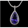Image 3 : 14-18KT White Gold 36.63ct Tanzanite and Diamond Pendant With Chain