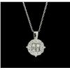 Image 1 : 14KT White Gold 0.42ctw Diamond Pendant With Chain