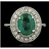 Image 1 : 14KT White Gold 3.19ct Emerald and Diamond Ring