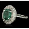 Image 2 : 14KT White Gold 3.19ct Emerald and Diamond Ring