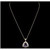 Image 1 : 14KT Yellow Gold 6.47ct Tanzanite and Diamond Pendant With Chain