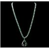 Image 2 : 14KT White Gold 30.81ctw Emerald and Diamond Necklace