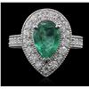 Image 1 : 14KT White Gold 2.12ct Emerald and Diamond Ring