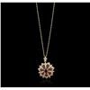 Image 2 : 14KT Yellow Gold 3.98ctw Ruby and Diamond Pendant with Chain