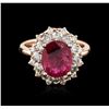 Image 1 : 14KT Rose Gold 4.41ct Ruby and Diamond Ring