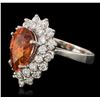 Image 2 : 14KT White Gold 3.63ct Spessartite and Diamond Ring