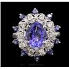 Image 1 : 14KT White Gold 3.43ctw Tanzanite and Diamond Ring