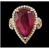 Image 1 : 14KT Yellow Gold 8.67ct Ruby and Diamond Ring