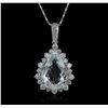 Image 1 : 14KT White Gold GIA Certified 14.10ct Aquamarine and Diamond Pendant With Chain