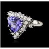 Image 2 : 14KT White Gold 3.67ct Tanzanite and Diamond Ring