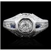 Image 1 : 18KT White Gold 0.46ctw Sapphire and Diamond Ring