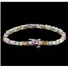 Image 2 : 14KT White Gold 5.32ctw Multicolor Sapphire and Diamond Bracelet