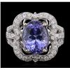 Image 1 : 14KT White Gold 5.85ct Tanzanite and Diamond Ring