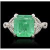 Image 1 : 14KT White Gold 4.24ct Emerald and Diamond Ring