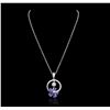 Image 1 : 14KT White Gold 9.20ctw Tanzanite and Diamond Pendant With Chain