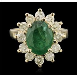 14KT Yellow Gold 3.52ct Emerald and Diamond Ring