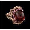 Image 2 : 14KT Rose Gold 16.53ct Almandite, Ruby, Sapphire and Diamond Ring