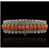 Image 2 : 14KT White Gold 24.60ctw Pink Coral and Diamond Bracelet