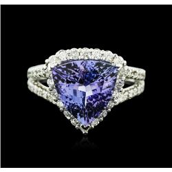 14KT White Gold 4.78ct Tanzanite and Diamond Ring