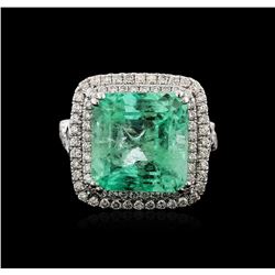 18KT White Gold 9.78ct Emerald and Diamond Ring