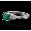 Image 2 : Platinum and 14KT Yellow Gold 1.14ctw Emerald and Diamond Ring