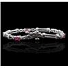 Image 2 : 14KT White Gold 1.50ctw Ruby and Diamond Bracelet