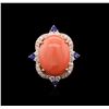 Image 1 : 10.71ct Pink Coral, Blue Sapphire, and Diamond Ring - 14KT Rose Gold