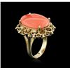 Image 3 : 14KT Yellow Gold 9.59ct Coral and Diamond Ring