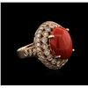 Image 2 : 14KT Rose Gold 13.28ct Coral and Diamond Ring